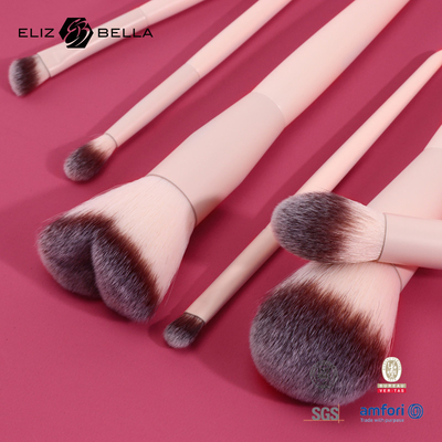 8pcs木のハンドルの化粧品のブラシ セット2色のナイロン毛は美用具を構成する