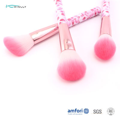 ピンクのナイロン毛プラスチック旅行アルミニウム フェルールが付いている化粧品のブラシ セット6pcs