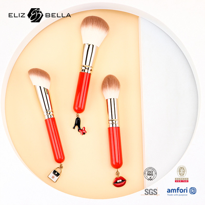 3pcs 木製ハンドル エッセンシャル 化粧品 ブラシセット 合成 ヘアメイク ツール OEM ODM